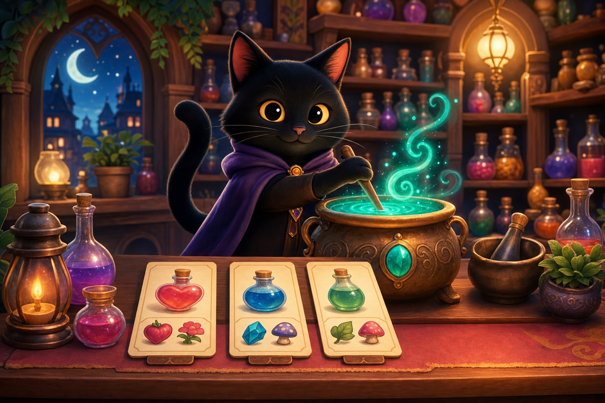 Black Cat Potions magic shop browser game