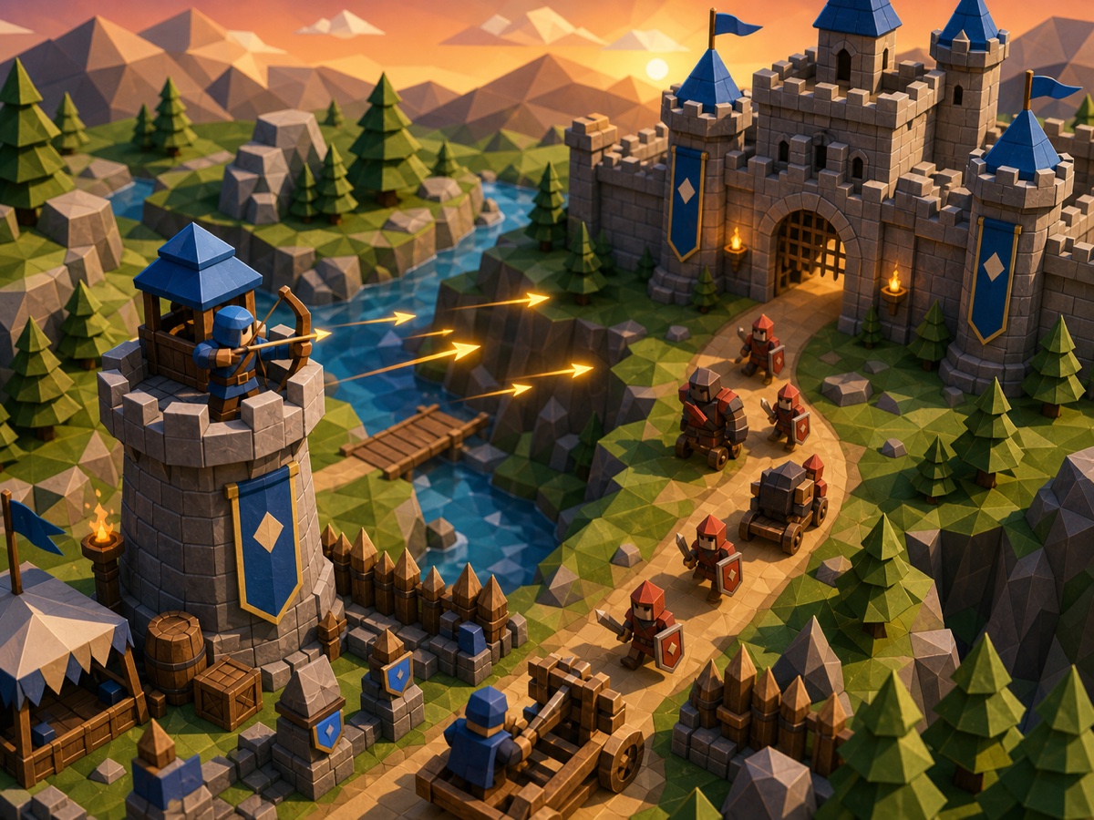 Castle defense game with a bowman guard shooting enemy waves