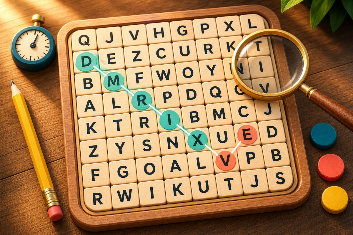 Touch-friendly Word Search browser puzzle